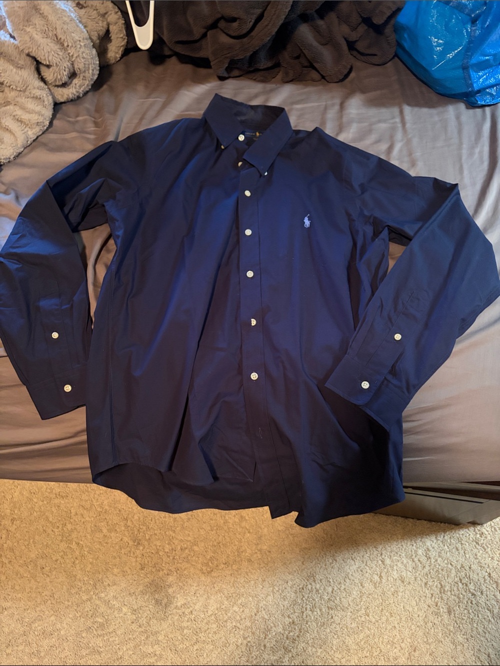 Polo by Ralph Lauren Navy Long-Sleeve Button-Down Dress Shirt